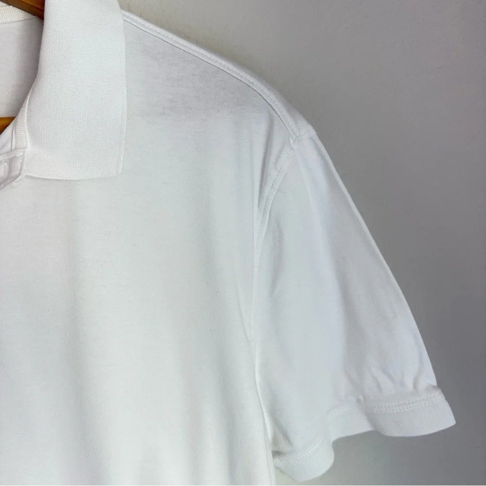 Banana Republic Luxe Touch Mens Classy White Polo Shirt Size Medium Short Sleeve